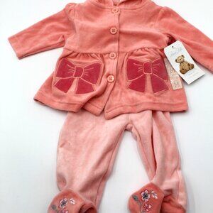 Rene Rofe Baby Girls 3-6 Months 2 Piece Velour Shirt and Pants Set Outfit NWT